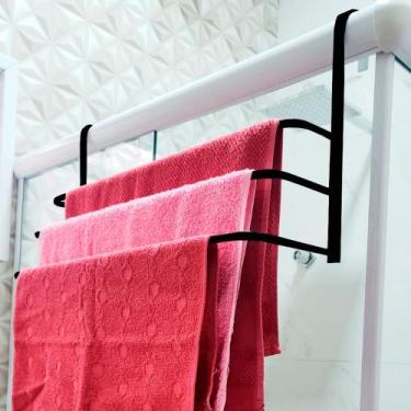 Imagem de Porta Toalha Triplo Para Box de Alumínio Preto - J.A