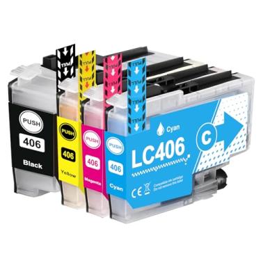 Imagem de LC406 Cartuchos de tinta compatíveis com 4 cores preto 3000 páginas coloridas 1500 páginas para Brother J4335DW MFC-J4335DW J4345DW MFC-J4345DW MFC-J4535DW MFC-J5855DW MFC-J6555DW MFC-J6955DW