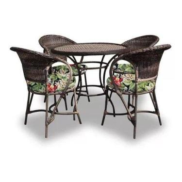 Imagem de Conjunto de Cadeira e Mesa Sala de Jantar 4 Cadeiras Fibra Sintética J