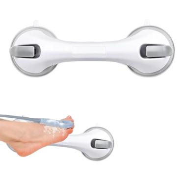 Imagem de LEOONER Descanso de pé de chuveiro para parede, chuveiro de 30,5 cm, banquinho de pedicure para depilar pernas, banco de banheiro com ventosas potentes, suporte de pé para chuveiro interno, adequado