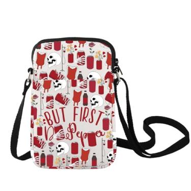 Imagem de LEVLO Bolsa tiracolo Funny Drinks Lover Diet Drinks Fans Gift But First Drink Fizzy Drink Bolsa de ombro Refrigerante Merchandise, But First C Bag