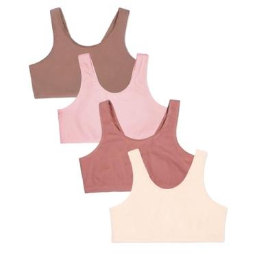 Imagem de Fruit of The Loom Sutiã esportivo elástico embutido de algodão para meninas, Nudez claro/blush/crepúsculo do deserto/chá doce, 40