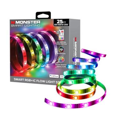 Imagem de Monster Fita De Led Inteligente Rgb+Ic, Fita De Led Multicolorida Reativa A Som Para Ambientes Internos De 7,6 M, Compatível Com Aplicativo, Alexa E Google Home, Luzes Inteligentes Para Jogos Razer