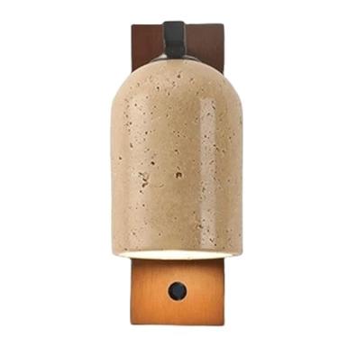 Imagem de Penteadeira de parede com fundo creme e pedras naturais japonesas Wabi-Sabi, luminária de parede regulável em três cores para corredor, estudo, sala de jantar