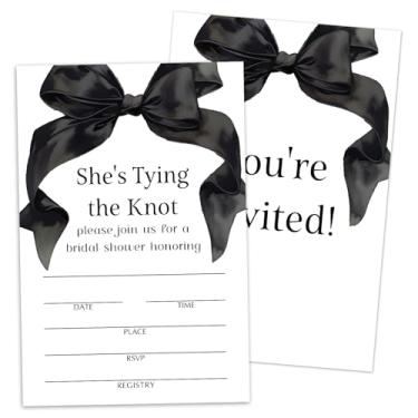 Imagem de Convites para chá de panela, convites de laço preto para novos casais Sr. e Sra. Convites de chá de casamento com 25 preenchedores com envelopes, decorações de lembrancinhas de festa de casamento e