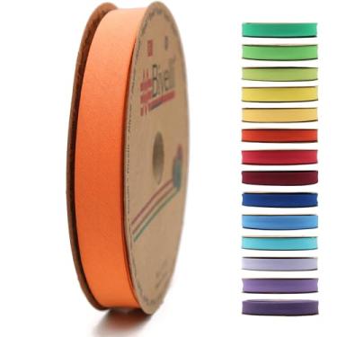 Imagem de Fita de viés de algodão dobrável - 20 mm de largura - 27 jardas - 65+ cores - fita de dobra única de algodão para costurar roupas DIY (15. laranja) D15