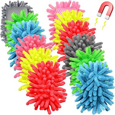 Imagem de 12 peças de microfibra de placa branca apagável apagador de quadro magnético lavável apagador de giz a seco apagar quadro apagador para giz, marcadores, casa, sala de aula e escritório (cinza, verde neon, amarelo, vermelho, rosa, azul)