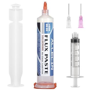 Imagem de ALLECIN Flux Sem chumbo 30 ml seringa fluxo de soldagem 30 CC Flux soldagem eletrónica não Clean Solder Flux Paste AEC-558 com ferramenta de distribuição de agulha e haste de pressão para SMD BGA PCB