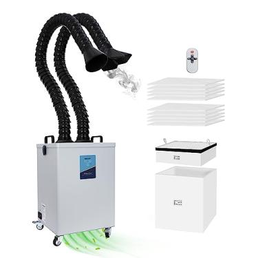 Imagem de FumeClear Extrator de fumaça de porta dupla FC-2003 para gravação a laser de 20 W 30 W, baixo ruído, forte sucção 330 m³/h, sistema de filtragem de 3 estágios com 12 filtros para solda, impressora DTF