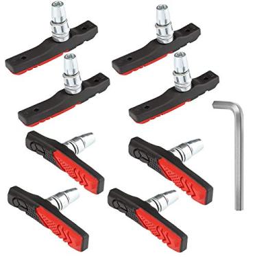 Imagem de RUJOI Conjunto de 4 pares de pastilhas de freio para bicicleta, 72 mm V de freio com porcas sextavadas e arruelas, freio em V conjunto de substituição para bicicleta Cruiser MTB Mountain
