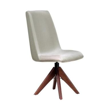 Imagem de Cadeira Giratória Diana Off White e Madeira - Mobly