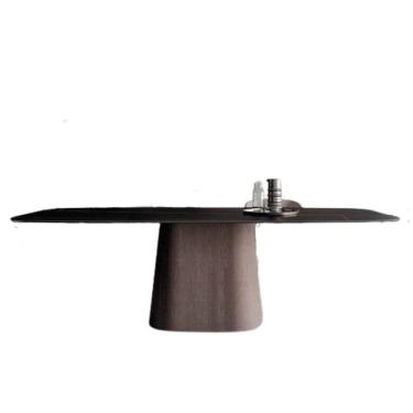 Imagem de Mesa Cone Retangular Laca Preta 180x100cm Base Nogueira