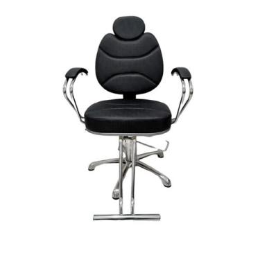 Imagem de Cadeira Poltrona Reclinável Hidráulica estofado Preto Acetinado - Move