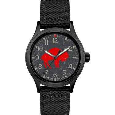Imagem de Timex Tribute Pulseira de tecido de quartzo masculina NFL Scout 40 mm, Buffalo Bills,