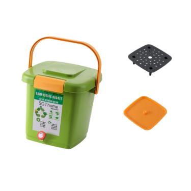 Imagem de Ｂｅｓｇａ Composteira interna para compostagem de resíduos alimentares, balde e alça com tampa, recipiente de compostagem para pátio de jardim, 10l