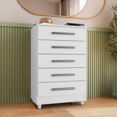 Imagem de Comoda 5 Gavetas Paola Cor Branco Fosco - Rud Rack