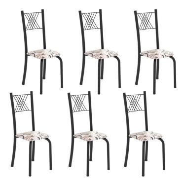 Imagem de Cadeiras para Sala de Jantar 6 Unidades Sara Arabesco / Preto
