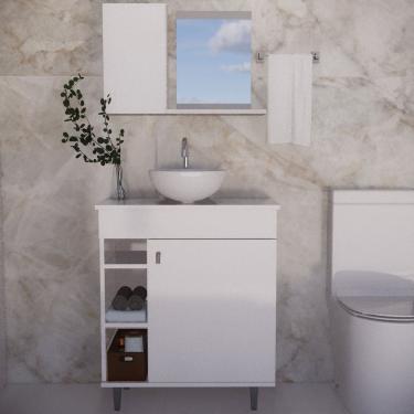 Imagem de Armário para Banheiro com Espelheira e Cuba Itália Branco