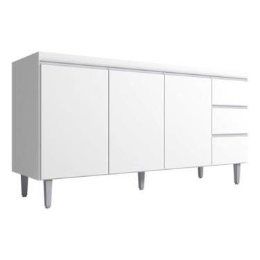 Imagem de Balcão Gabinete Multiuso P/cozinha Andreia 160cm Ajl Móveis, Branco