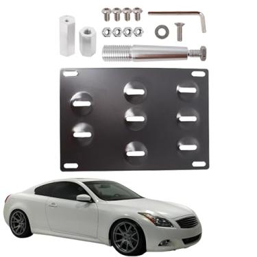 Imagem de Thomletha Suporte de suporte de placa de carro para para-choque dianteiro preto substituição traseira para G37 Q50 Q60 2008-2018