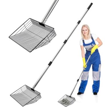 Imagem de Colher de cocô de galinha, colher de areia de galinha de metal para suporte com cabo longo de aço inoxidável, pá de peneiramento de areia para galinheiro e limpeza de resíduos de animais de estimação