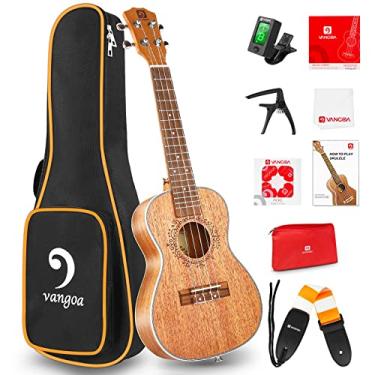 Imagem de Vangoa Ukulele Concert Bundle, Ukelele de 58 cm de mogno para iniciantes e adultos com livro de guia, kit para iniciantes