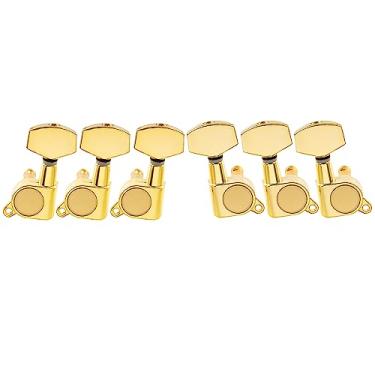 Imagem de Musiclily 3+3 Tarraxas Blindada para Guitarra Estilo Les Paul ou Violão, Botão Grande Dourado