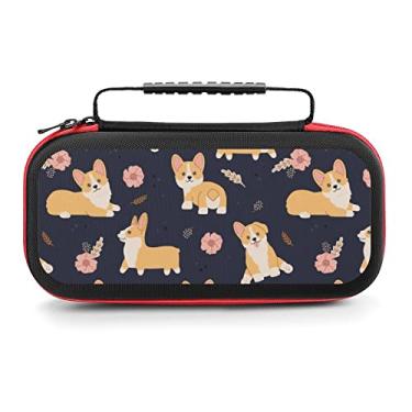 Imagem de AoHanan Estojo De Transporte Para Switch Com Estampa Desenho Animado Welsh Corgi, Compatível 20 Cartuchos Jogos, Capa Rígida, Proteção Viagem Console E Acessórios