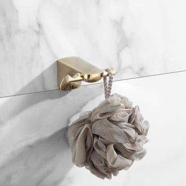 Imagem de Conjunto de banheiro em latão dourado - Prateleira de canto, toalheiro, suporte para papel higiênico - Kit de 5 peças, gancho