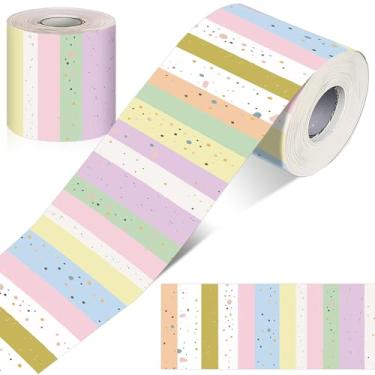 Imagem de Quadro de avisos pastel de 20 metros para sala de aula, listras de bolinhas retas, acabamento de borda enrolada, boho, decorar, quadros de avisos para paredes, mesas, janelas, portas, armários