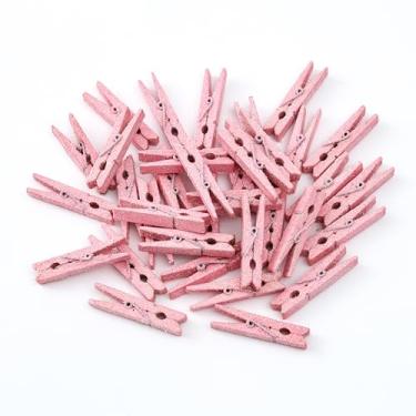 Imagem de 50 pregadores de roupa de madeira com glitter – prendedores de roupa pequenos brilhantes, alfinetes de roupas coloridos de 5 cm para artesanato DIY, decoração de festa, fotos de clipe, presentes de