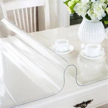 Imagem de Toalha de mesa de vidro macio transparente PVC à prova d'água e óleo para cozinha e jantar retangular, transparente, 1,0 mm, 80 x 80 cm