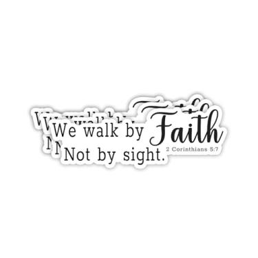 Imagem de (3 peças) Adesivo Cristão We Walk by Faith Not by Sight Inspirational Bible Verse 2 Corinthians 5:7 Jesus Vinil Decalques para Tumbler Kindles Laptop Garrafas de Água Livros Telefone - Tamanho 7,5 x