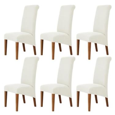 Imagem de Lzyjckh Capa elástica para cadeira de jantar, Capas para cadeiras com encosto alto, Protetor de capa para cadeira Parsons removível e lavável, para sala de jantar, festa,White,6PCS