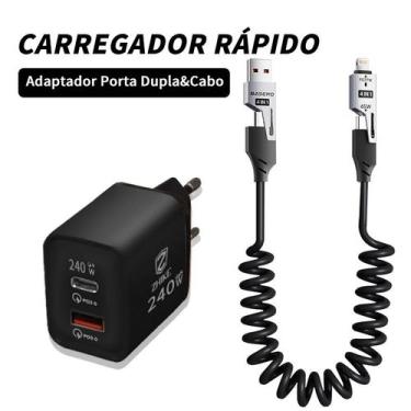 Imagem de Carregador Para iP Tipo C Cabo 4 Em 1 Carregamento Rápido Escalável Tr