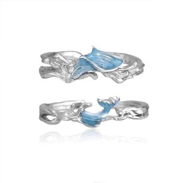 Imagem de yuruyi Anéis de casamento ajustáveis para casais: alianças de compromisso combinando com pedras preciosas de coração para amor, anel de noivado romântico para casal, casamento e presentes de dia dos