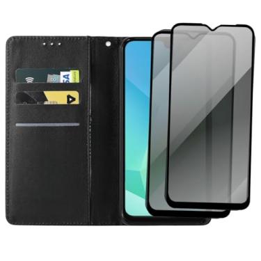 Imagem de Capa Capinha Carteira Para Galaxy A16 Capinha Flip Case + 2 Películas De Vidro 3D Privacidade Anti Spy
