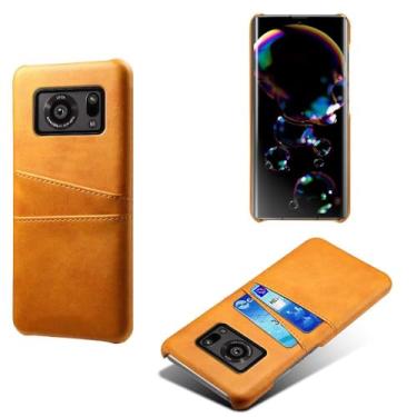 Imagem de Capa compatível com Sharp Aquos Sense R6, capa de couro PU - Capa de telefone fina à prova de choque com 2 compartimentos para cartão, proteção anti-impressão digital e antiqueda, plástico sintético