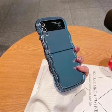 Imagem de Capa para Samsung Zflip6 com borda ondulada galvanizada a laser e capa de lente fina à prova de choque (para Samsung Zflip6/Azul)