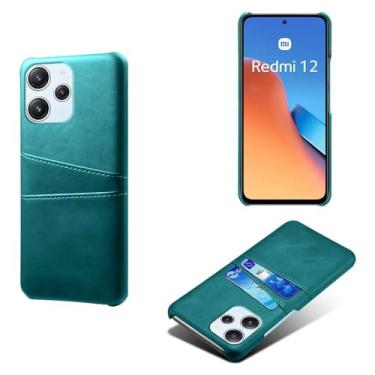 Imagem de Capas Compatível com Xiaomi POCO M6 PRO 5G,Caso de couro PU-Tampa de telefone a prova de choque com 2 slots de cartão,Proteção anti-impressão digital e anti-gota-Green