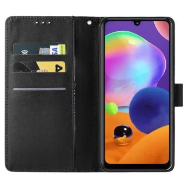 Imagem de Capa Capinha Carteira Flip Couro Compatível Samsung Galaxy A31 Premium (PRETO)
