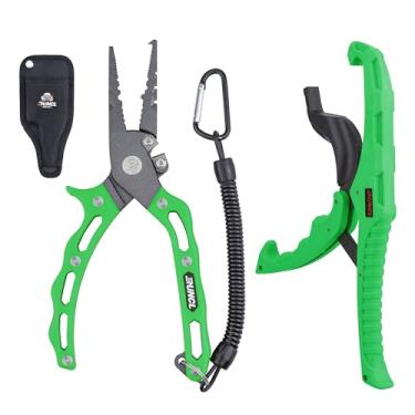 Imagem de RUNCL Alicate de pesca e kit de garra de lábio de peixe, ferramentas de pesca multifuncionais para homens, equipamento de pesca premium em água salgada e de água doce, extrator removedor de pesca