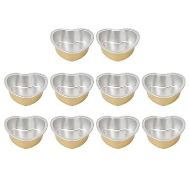 Imagem de Okjhfd 10pcs Cera Melting Bowl Forma do coração Tigela de feijão de alumínio para remoção de cabelo Golden grande