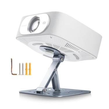 Imagem de Salange Mini projetor 3 em 1, dobrável, fácil configuração, portátil e ajustável em 180°, suporte para projetor compatível com projetores Aurzen, para mesa/parede/teto/exterior (parafuso de ¼ polegada