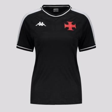 Imagem de Camisa Kappa Vasco Supporter Block Feminina Preta e Branca, P