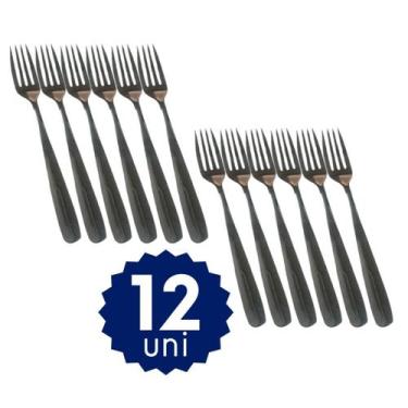 Imagem de Garfo de Mesa Inox 12 Peças Premium Resistente Restaurante Bar Cozinha