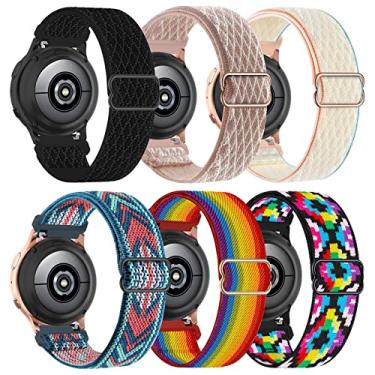 Imagem de Sunnyson Pacote Com 6 Pulseiras Elásticas De Nylon 20 Mm Compatíveis Galaxy 4/Watch 4 Classic 42 46 Mm/Watch 3 41 Mm/Active 2 40 44 Mm/Gear S2, Pulseira Esportiva Ajustável, Respirável E Elá