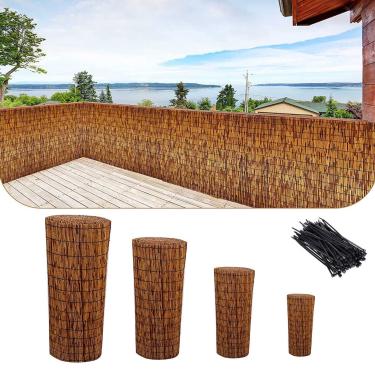 Imagem de Tela De Privacidade De Cerca,rolos De Cerca De Junco Natural,tela De Bambu Para Varanda Pátio Ao Ar Livre, 110x500CM(3.6x16.4ft)