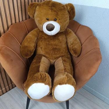 Imagem de Urso pelúcia grande 1m com laço removível chá revelação - mel - Bia Me