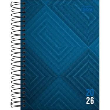 Imagem de Tilibra - Agenda Espiral Diária 12,9 x 18,7 cm Zip 2026 - Retângulos Azuis